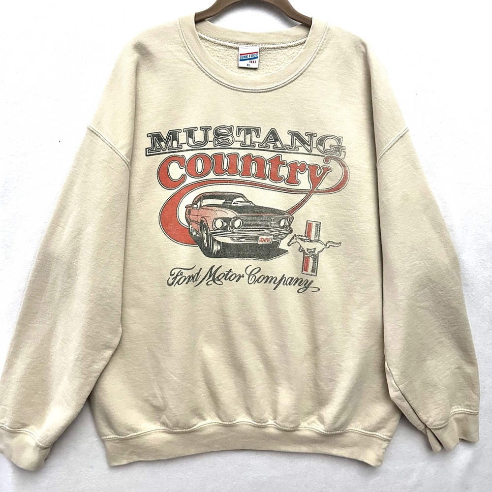 Junk Food Tees XL Fleece Mustang Country Ford Graphic Sweatshirt
